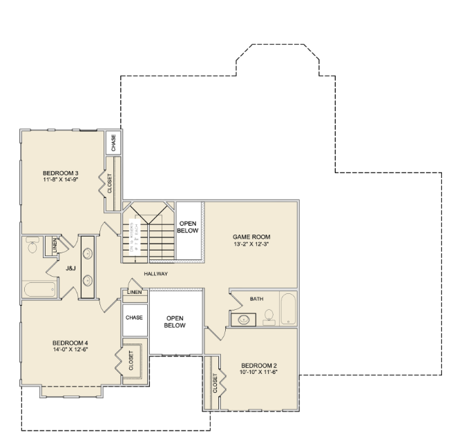 Image of a second floor plan Paso Fino style house, featuring Chisholm Trace and highlighting website services.