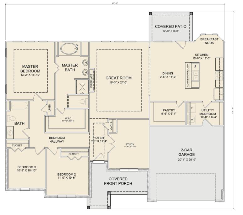 Image of a floor plan Pinto-style house, featuring Chisholm Trace and highlighting website services.